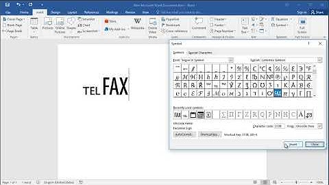 How to insert TEL and FAX symbols in Word
