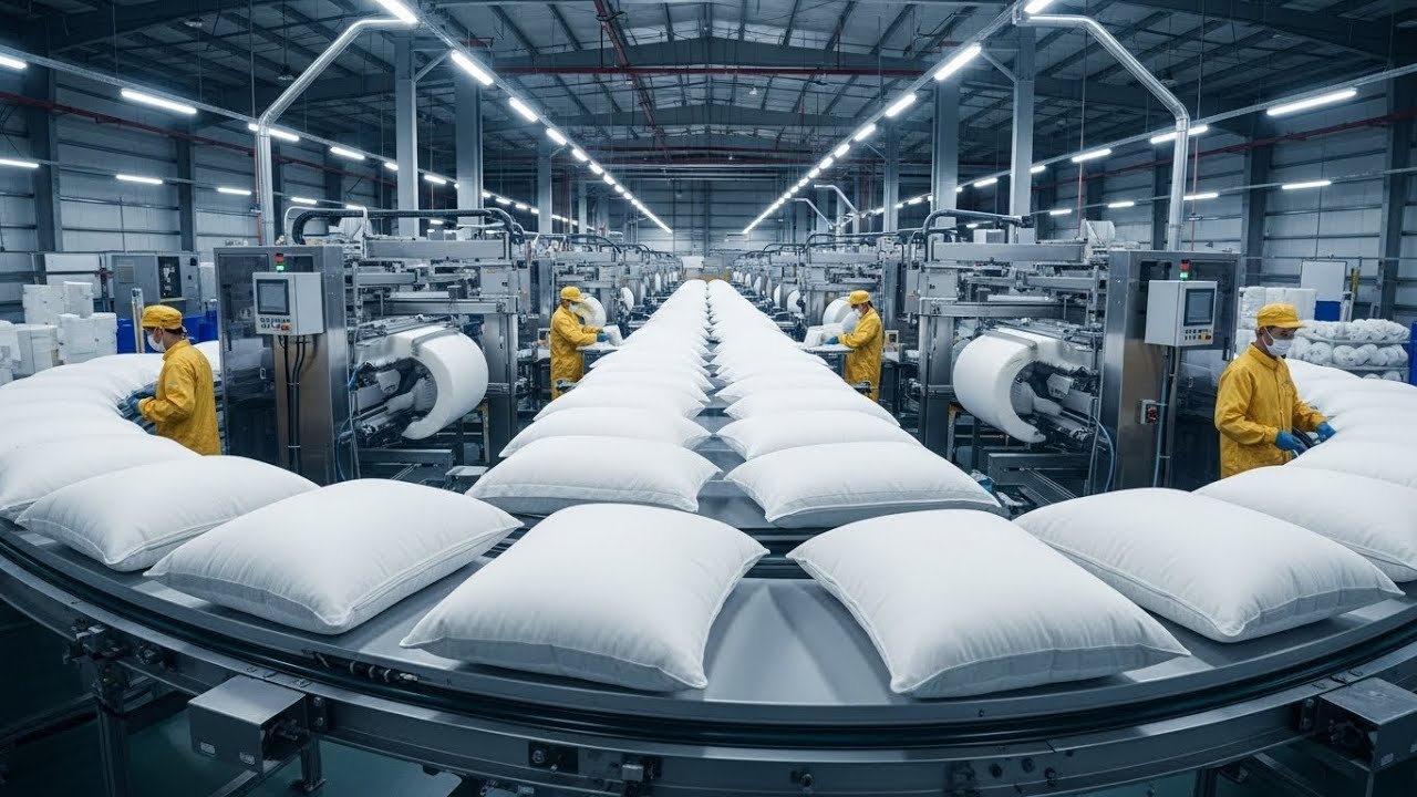 Inside the World’s Largest Luxury Pillows Factory (Mass Production Process)