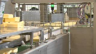 GMS / Futura - Cheese -  Pallet de-stacker & loading of stacked slices to rollstock unit