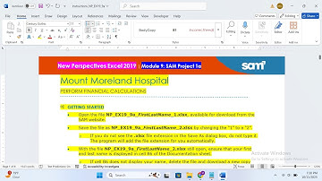 New Perspectives Excel 2019 | Module 9: SAM Project 1a | Mount Moreland Hospital | NP_EX19_9a