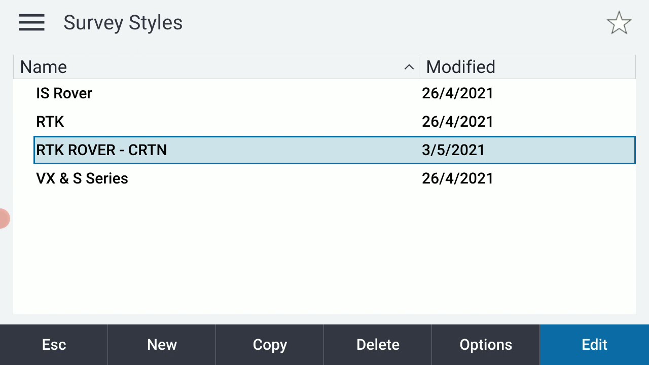 TSC5 Running Trimble Access - CRTN Survey Style setup