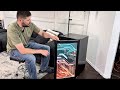 17" Beverage Refrigerator with LED Light Up Door – 128 Can Freestanding Drink Fridge, Small Beer Coo