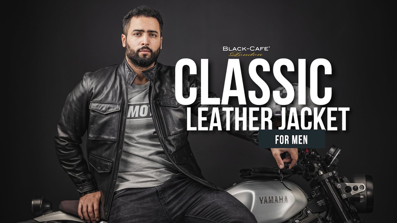 Black Café London Classic Motorcycle Leather Jacket - YouTube
