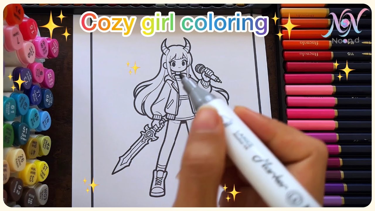 ASMR color 👧 Cute Girl Coloring – Cozy ASMR Art Moment