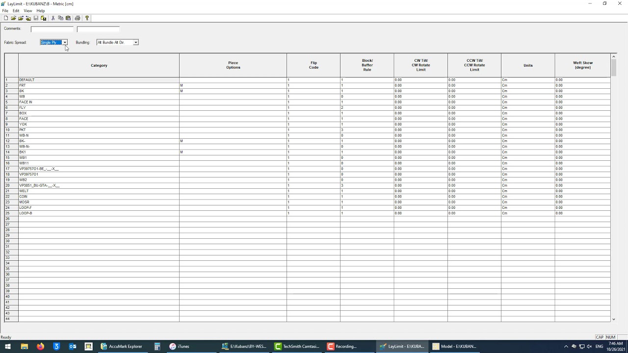 how to set fabric spread in lay limits كيف يمكن تغييىر طريقة الفرش فى اللاى ليمتس