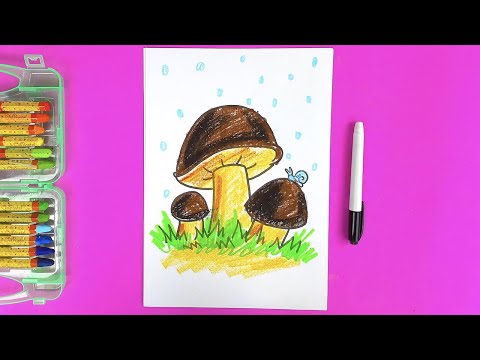 Урок рисования для детей - Как нарисовать Грибы