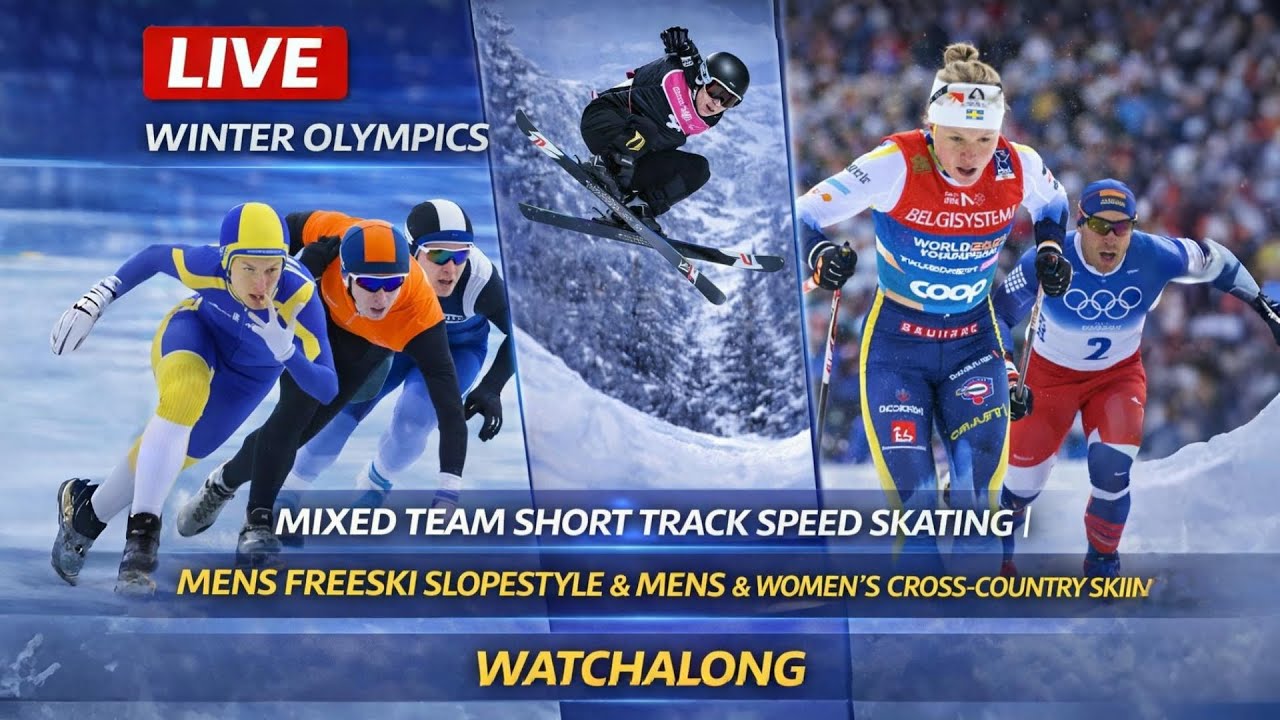 Live: Short Track Speed Skating|  Freeski Slopestyle & Cross-Country Skiing Olympics Watchalong