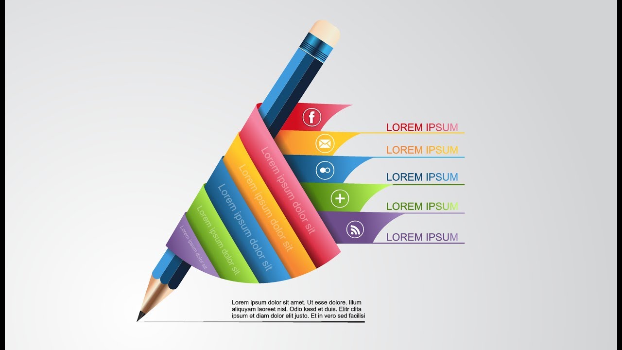 CorelDraw x7 Tutorial - 3D Pencil Infographic Banner Design A New Step ...