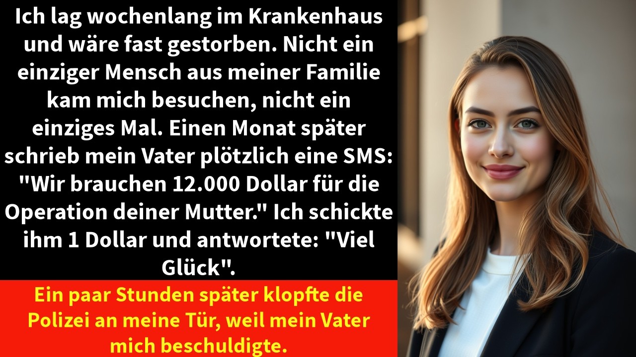 Meine Familie besuchte mich nie im Krankenhaus – dann forderte Papa 12.000 $. Ich schickte 1 $
