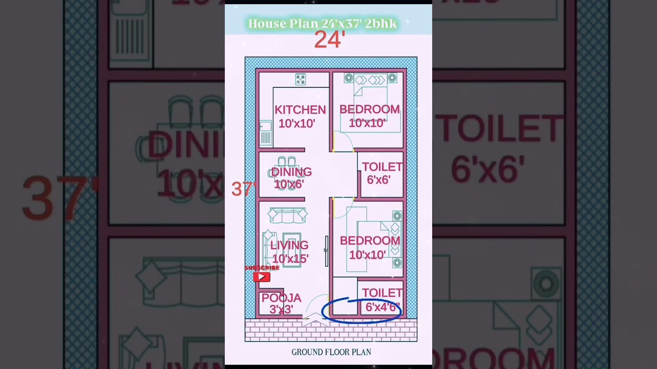 House Plan 24'x37' 3bhk