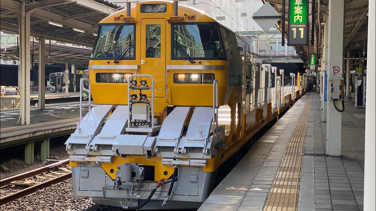 仙台駅に響くエンジン音!!!【キヤE195系0番代(LT-4)[仙ｺｺ]】仙台駅4番線回送発車ベル