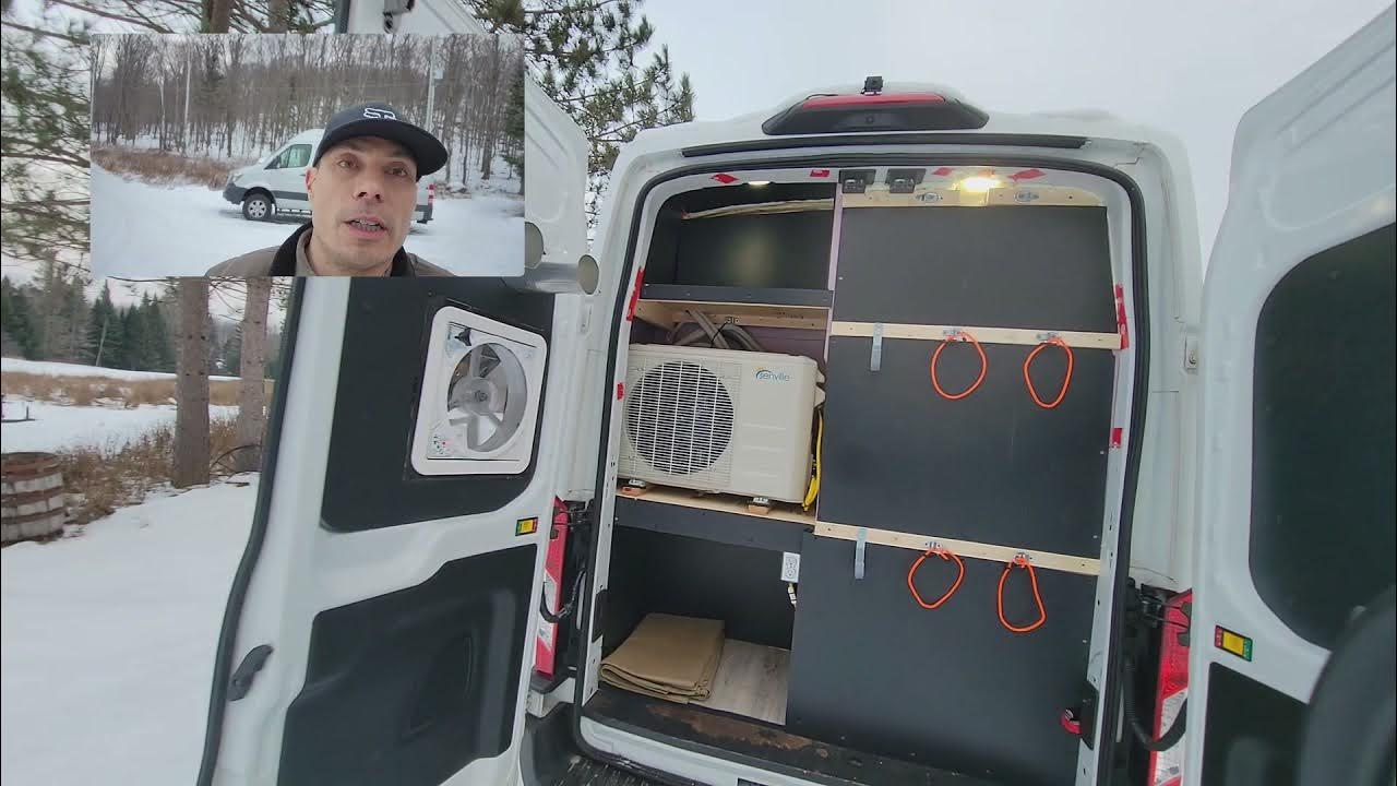Mini Split Air Conditioner in Van Conversion. Unique layout for single