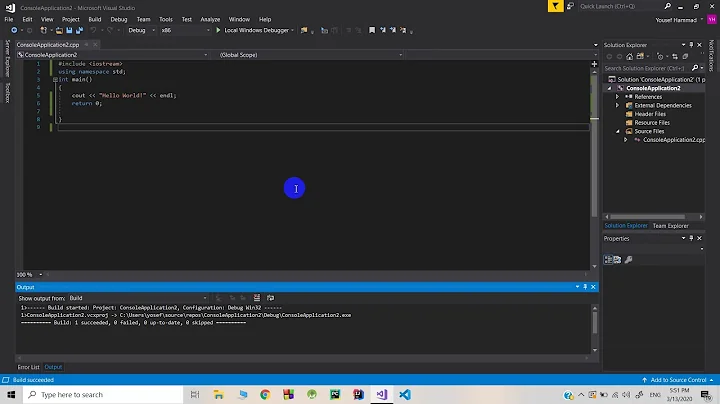 How to show the output window or console in visual studio