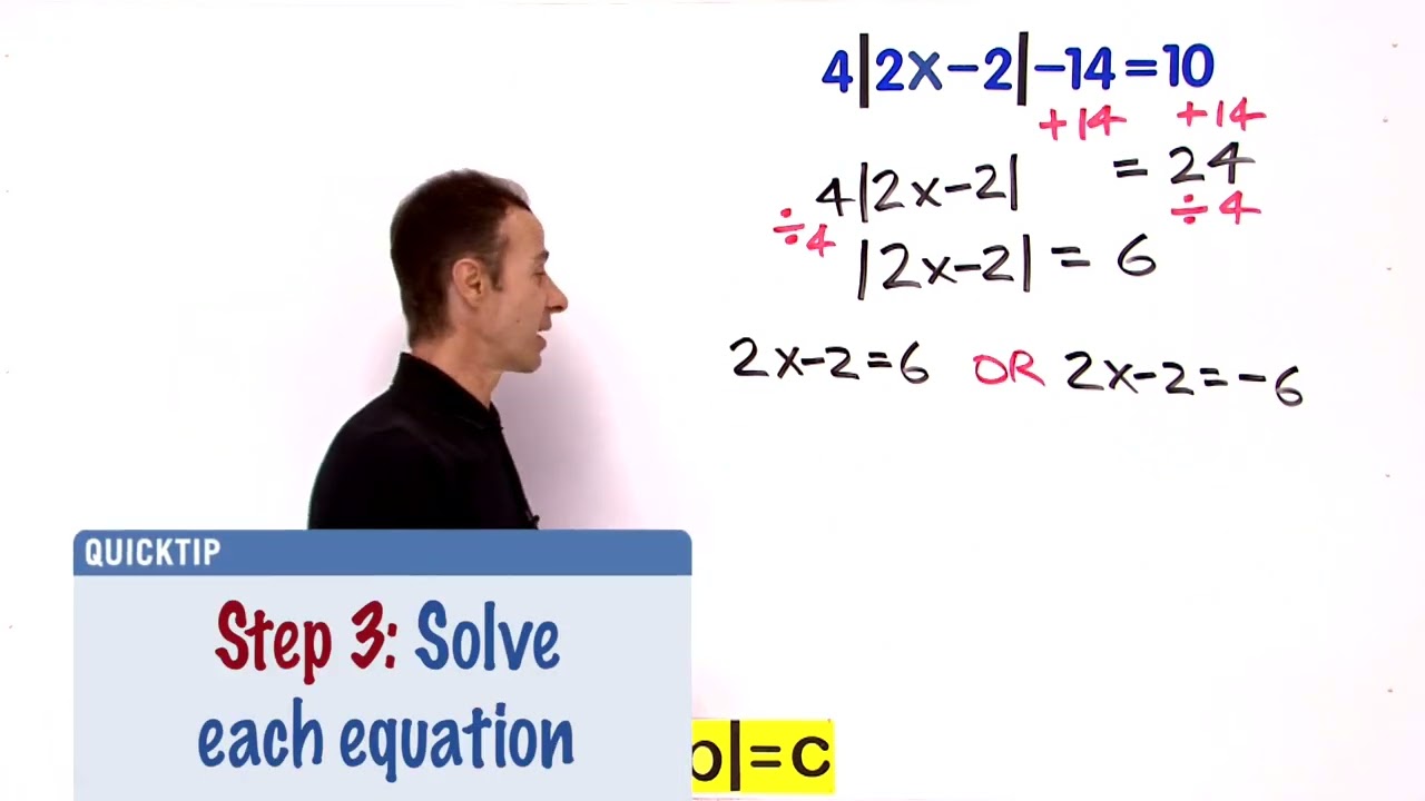 Solve an Absolute Value Equation – Standard Form #1 | VividMath, image size:1280x720