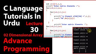 LECTURE  - 30 TWO DIMENSIONAL ARRAY IN C PROGRAMMING