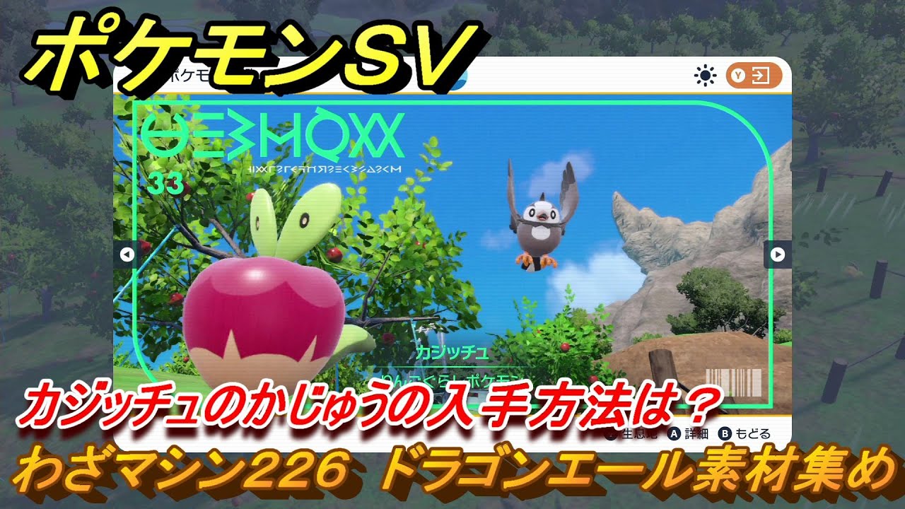 ポケットモンスター バイオレット ポケモンSV わざマシン226 ドラゴンエール素材集め カジッチュ