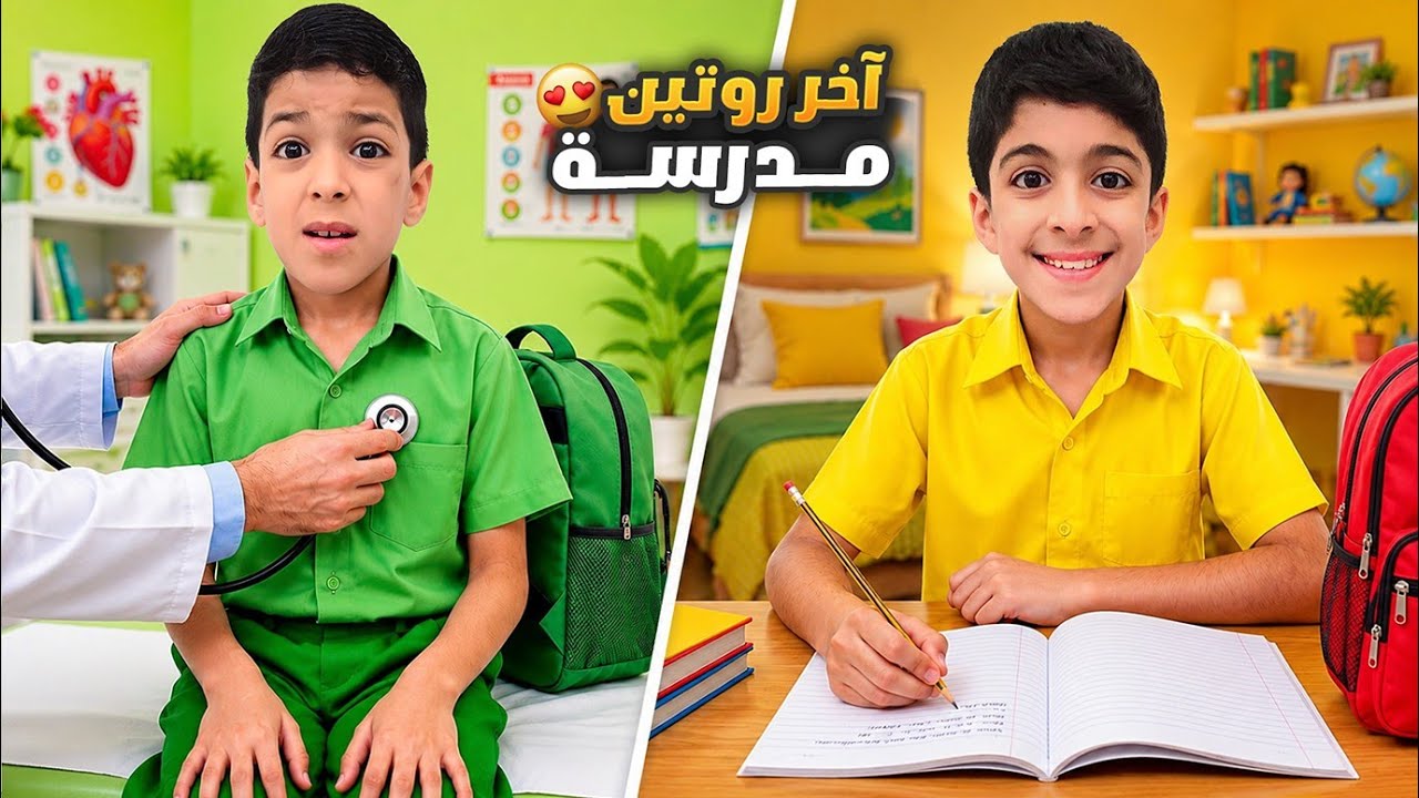 روتين آخر يوم بالمدرسة ليزن وزين ورؤوف راح ع الدكتورة🥹وعملنا كيك سوى😍#زين_وألفت