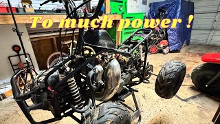 Tao Tao 110 mini quad gets a kx 60 engine swap :PT 4 first ride , The 2 stroke power is real!