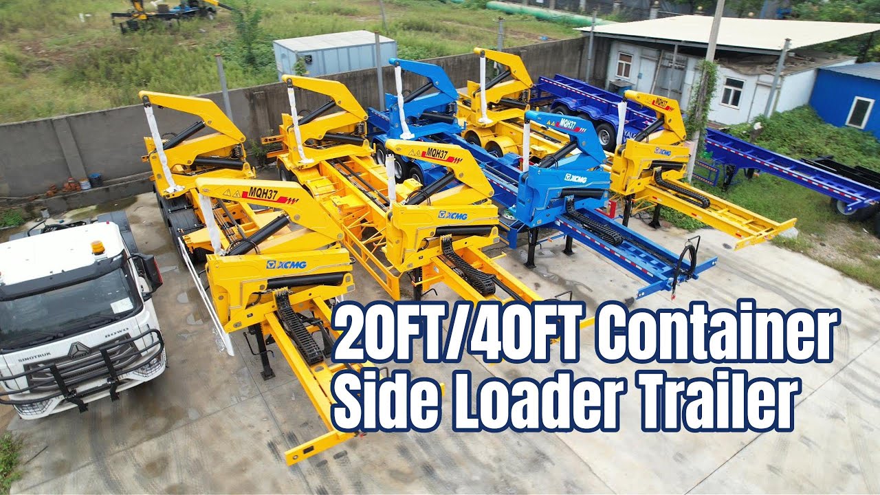 3-Axle 20ft/40ft Side Loader Semi Trailer for Sale | XCMG Crane up to 37 Tons