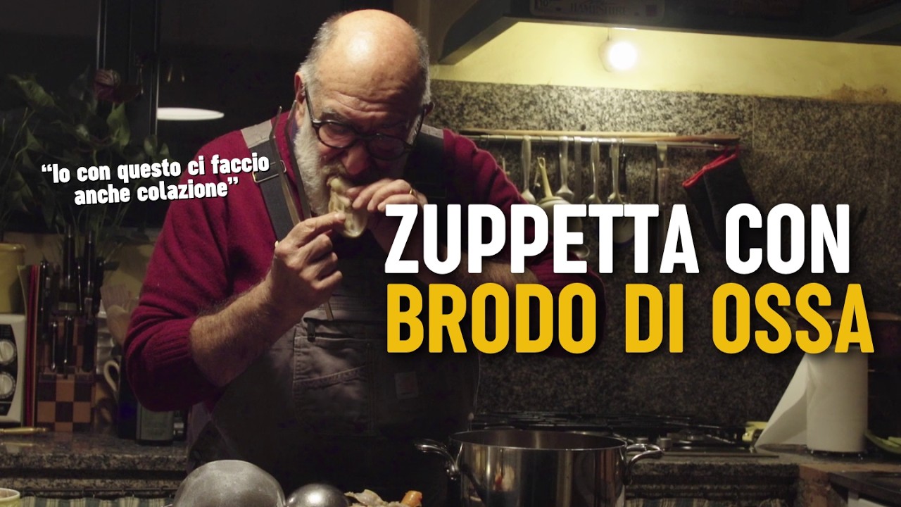 Zuppetta con pane croccante, brodo di ossa e 