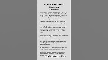 A Question of Trust Short Summary | Class 10 English | Class 10 English Footprints Without Feet CBSE
