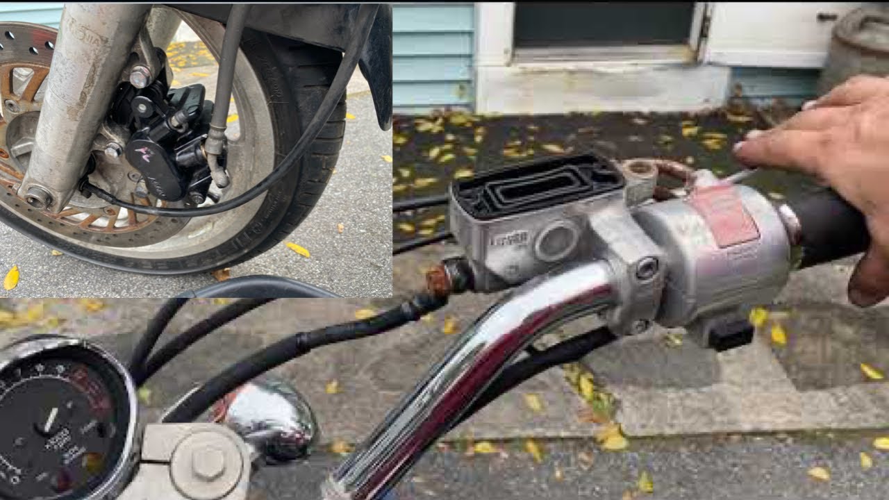 Front Brake Caliper Swap and Bleed wrecked 1997 Honda Magna V45 VF750C YouTube