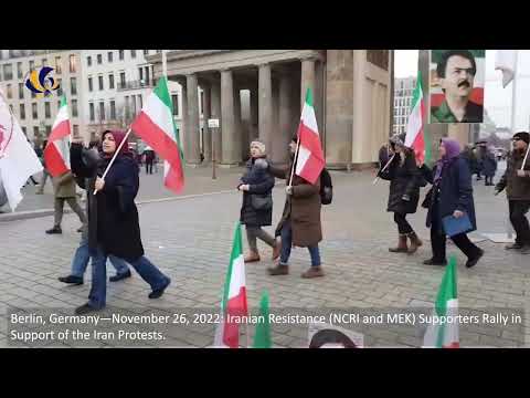 Berlin, Germany—November 26, 2022: MEK Supporters Rally in Support of the Iran Protests.