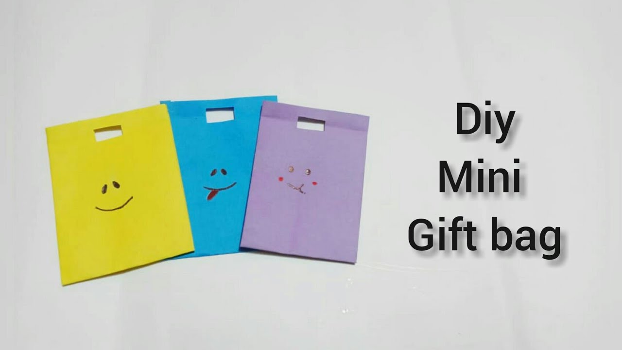 How to make mini paper bag with handle / diy gift bag / paper craft