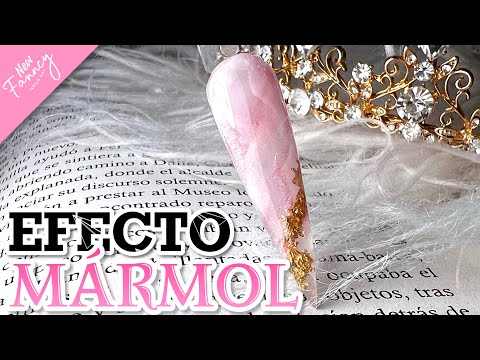 EFECTO MÁRMOL EN ACRÍLICO #1💗 cómo hacerlo paso a paso/ Nail Art.