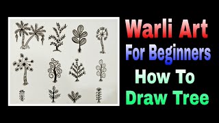 How to draw Tree in Warli Art for beginners part 7|    Warli painting tutorial |Tree & plant pattern