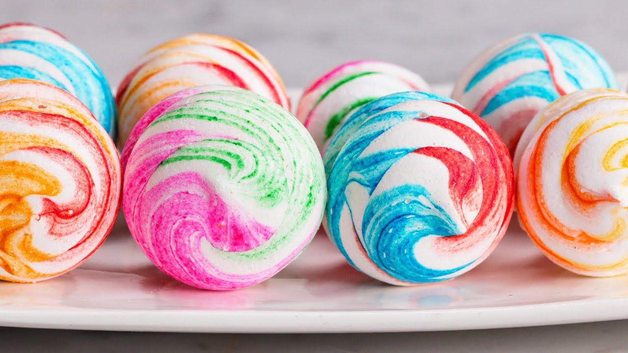Rainbow Swirl Meringues | Tasty
