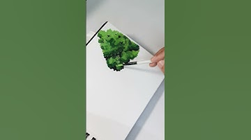 Painting a tree | Gouache paints | Studio Ghibli style #shorts #satisfyingart #creativeart