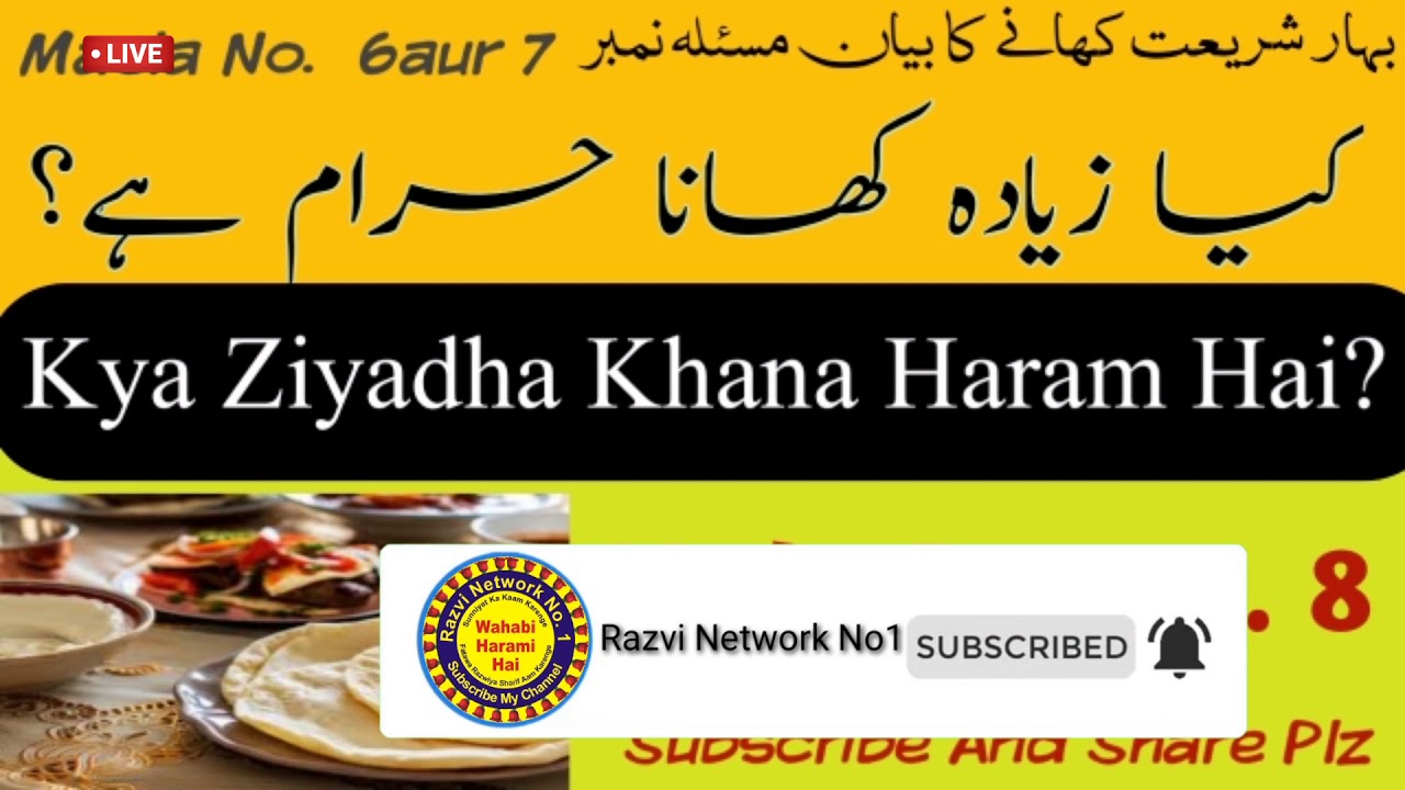 Khana kitna khana chahiye? Bahare Shariat Khane Ka Byan 7and 8Razvi Network No1 YouTube