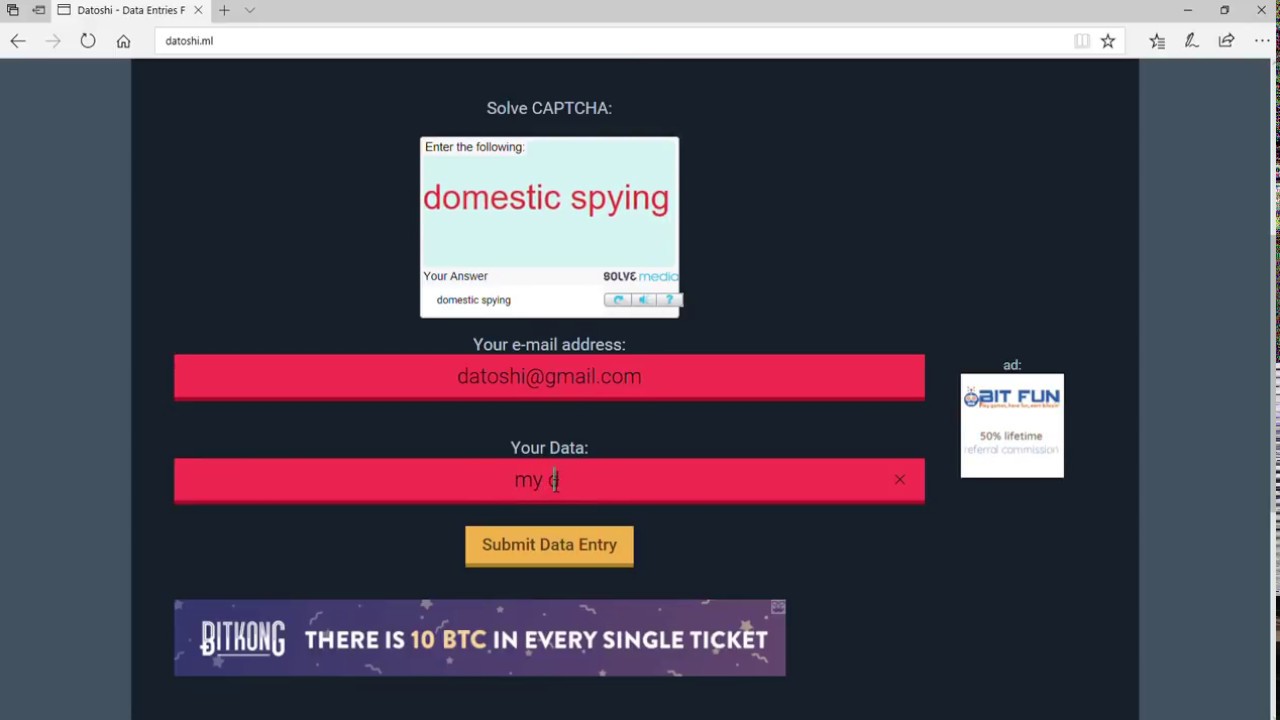 Earn Satoshi Bitcoin With Easy Data Entry - 