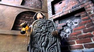 CREEPY CARETAKER ANIMATED Halloween Prop Haunted House Graveyard Tombstone 3 ft