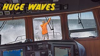 HUGE OCEAN WAVES! HORRIBLE CRUISING WEATHER! Nordhavn trawler life #163
