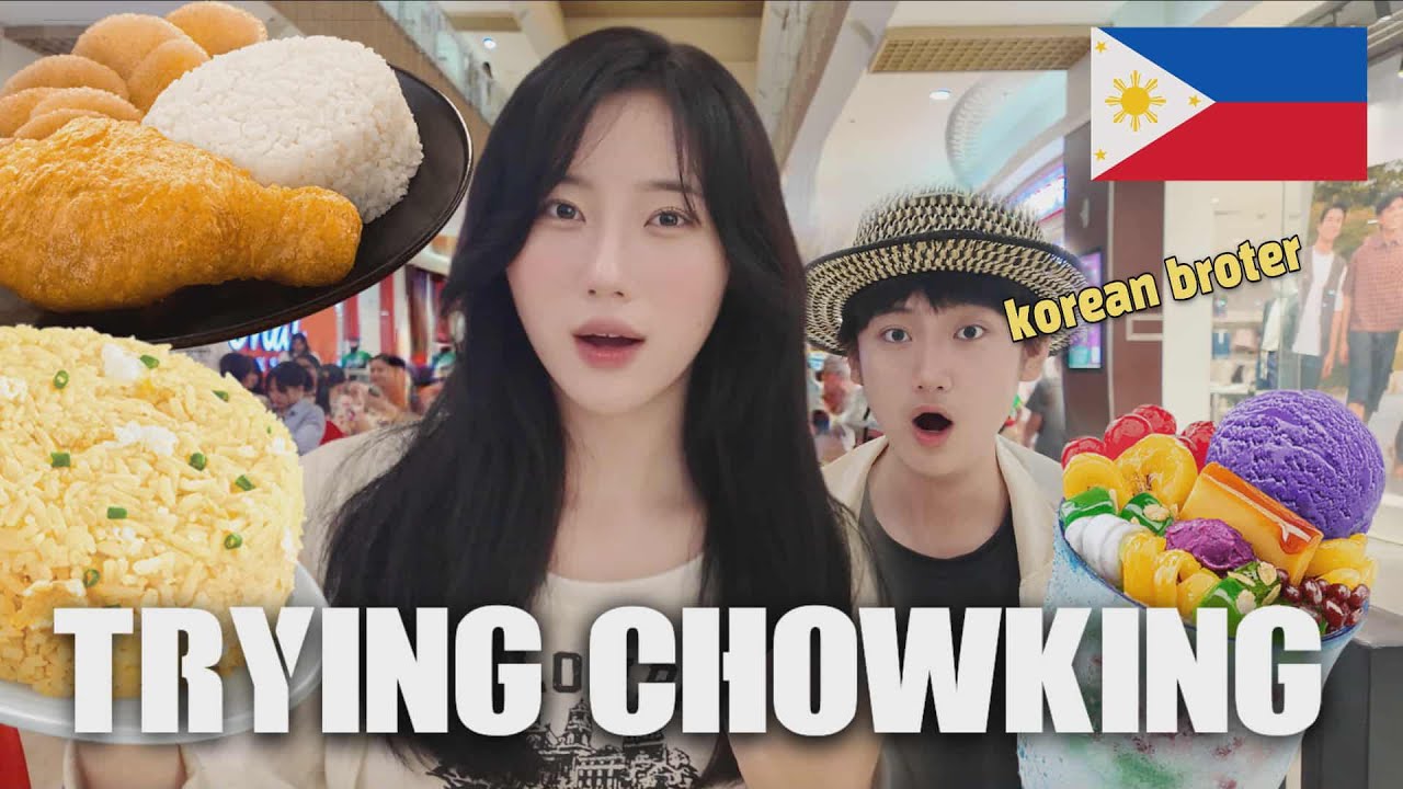 Korean girl eats popular Filipino food CHOWKING 🇵🇭