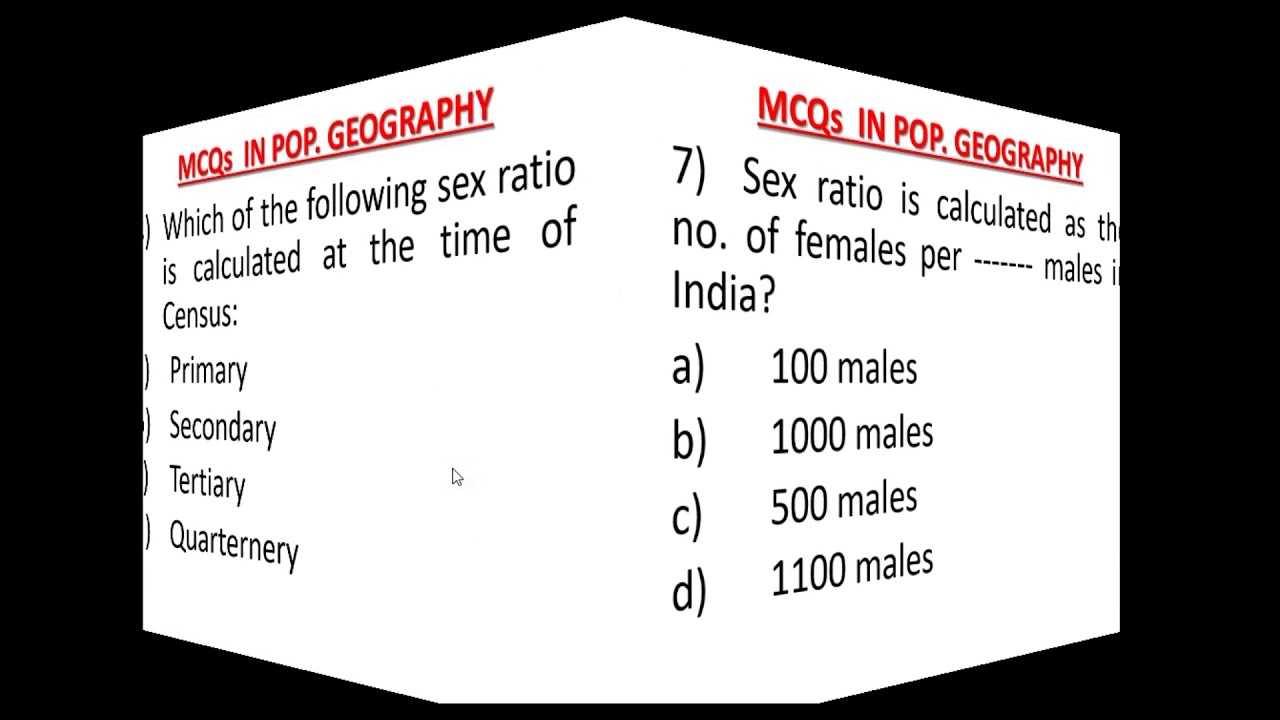 MCQ in Population Geography
