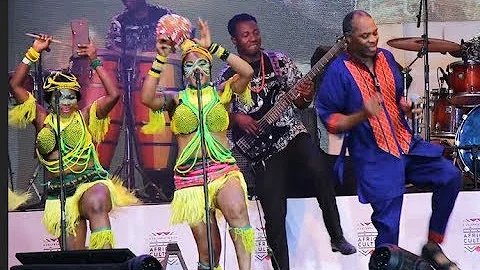 Femi Kuti entertains French President,Macron &Amobode at Fela Afrikan Shrine with dance, Music &more
