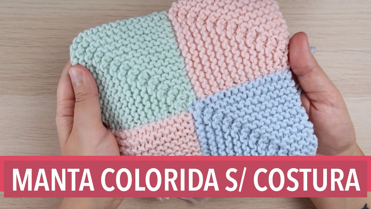 ⭐️ Como Fazer Manta de Quadradinhos sem Costura em Tricô - Passo a Passo por Rosiene