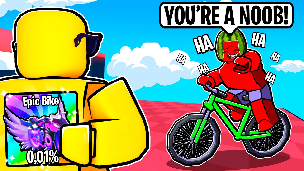 I Pretended to be a NOOB in Bike Obby, Then used a 0.01% BIKE