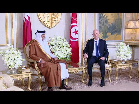 استقبال رئيس الجمهورية قيس سعيد لصاحب السمو الشيخ تميم بن حمد آل ثاني أمير دولة قطر