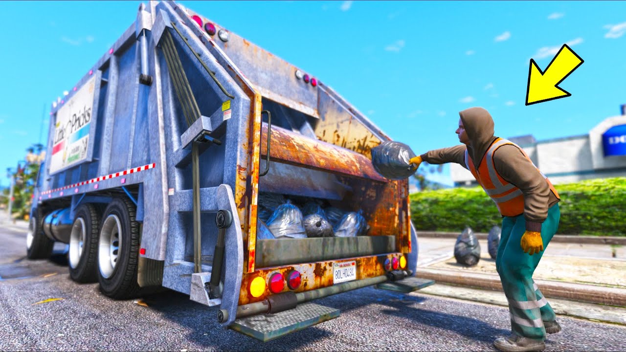 I played as a Garbage Man... Let's clean up Los Santos!! (GTA 5 Mods)
