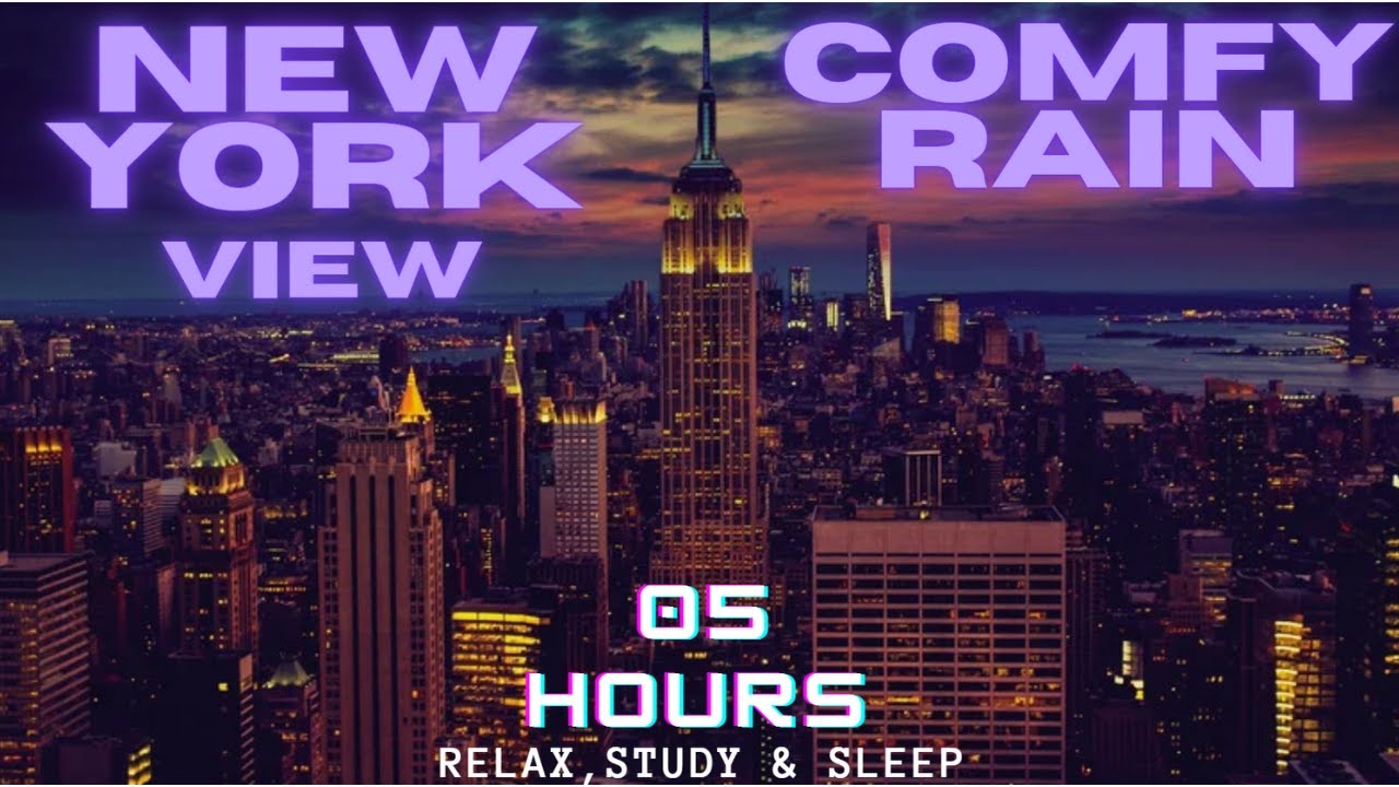 Luxury Apartment New York Ambience with Heavy Rain out Window and