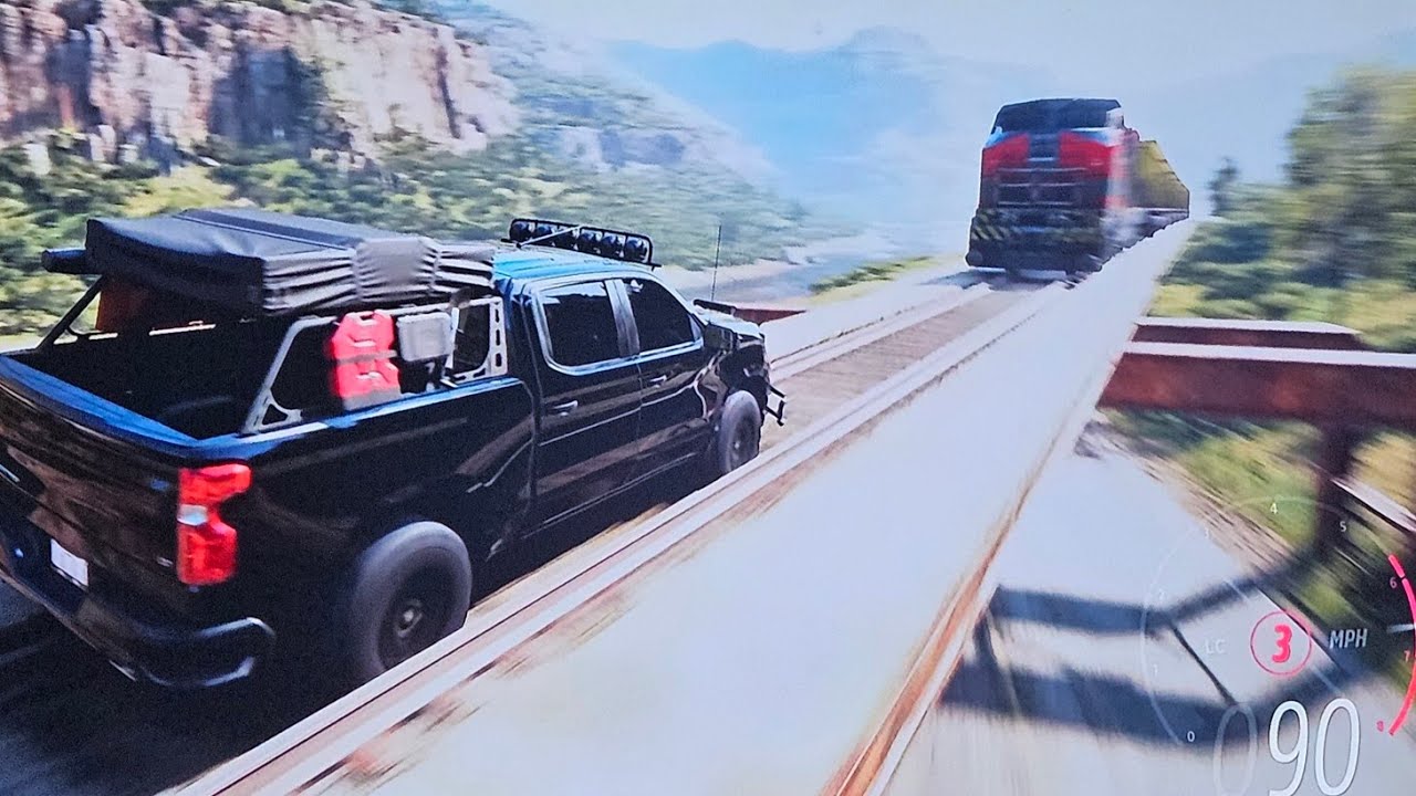 Driving to get hit by a train in FH5 - YouTube