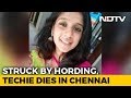 Techie hit by tanker as hoarding falls on her, dies