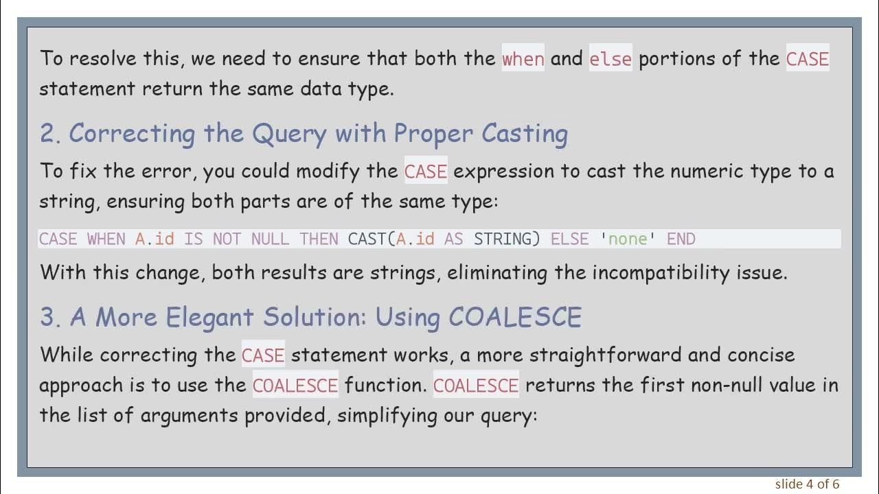 Solving SQL Errors: CASE and CAST Gotcha Solving SQL Errors: CASE and CAST Gotcha