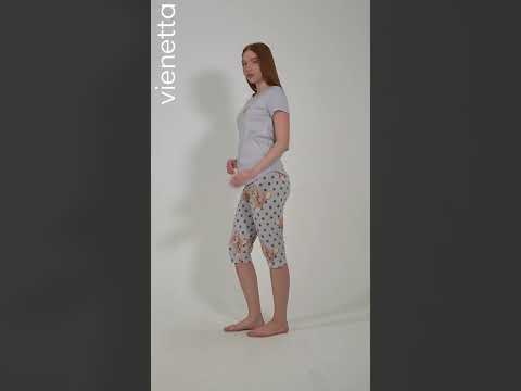 Купить Хлопковый комплект из футболки и капри VIENETTA 5080240566 в Украина в Lingerie.ua - Одяг для дому та відпочинку, Видео 1