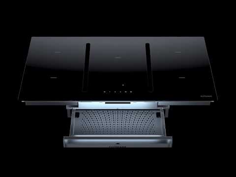 The Worlds First no-chimney downdraft with a Central Cooking Plate and Underhung Drawer