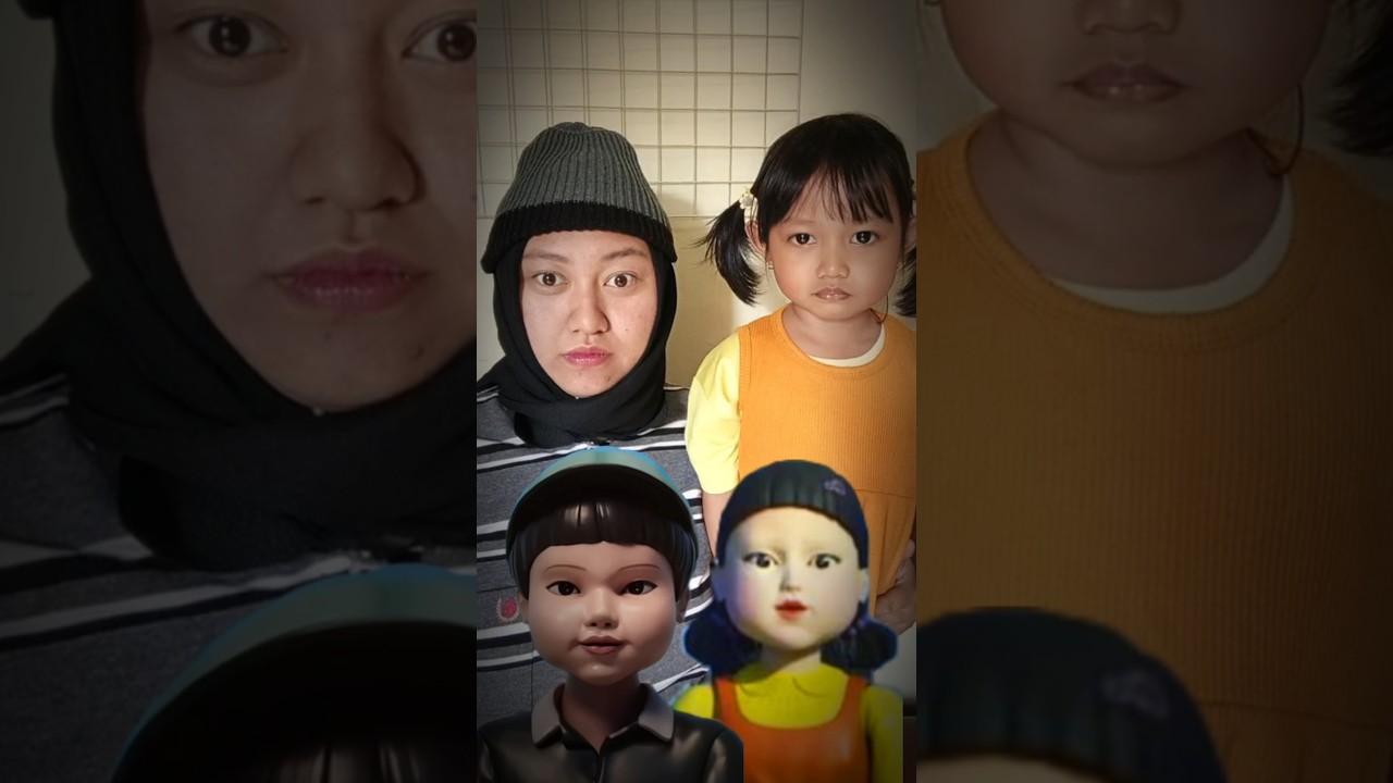 Cover bunda sama adek Hilya jadi boneka Squid game #shortvideo #squidgame #squidgame3 #squidgamedoll